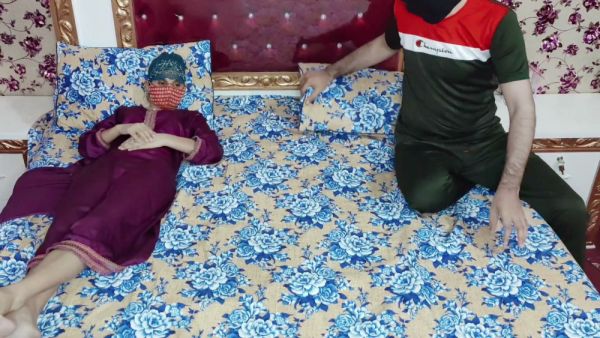 Skinny Desi wife in stockings betrayed by masked lover while her husband watches - India - Pakistan on breastful.com