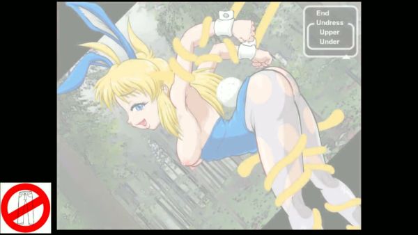 Blonde bunny-eared anime girl captured and taken anally in a fantasy forest on breastful.com