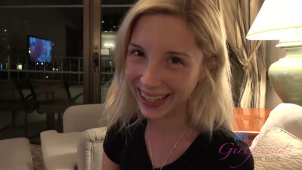 Blonde smokes while giving a humiliating footjob to his muscular cock on breastful.com