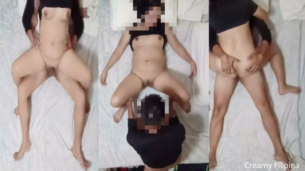 Asian Filipina MILF shares passionate creampie sex on a white bed on breastful.com