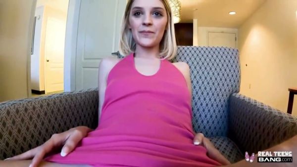 Blonde Maria Anjel performs for the camera in a private casting session on breastful.com