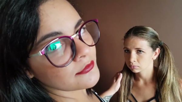 Tattooed brunette and blonde lover explore passion on wooden floors on breastful.com