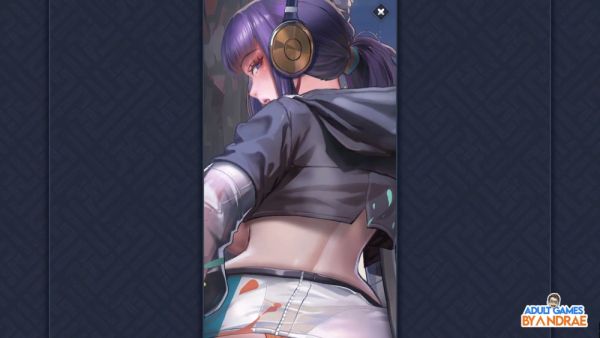 Purple-haired anime girl teases in cropped hoodie and tight pants - Japan on breastful.com