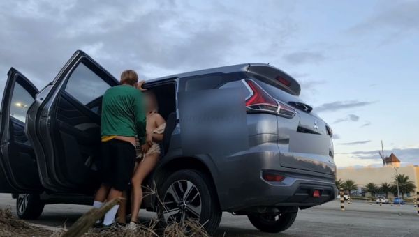 Young Filipina spills creampie during outdoor car sex in roadside parking on breastful.com