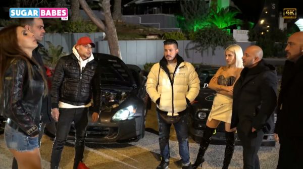Blonde racer's girlfriend betrays him with a brunette in a midnight car parable on breastful.com