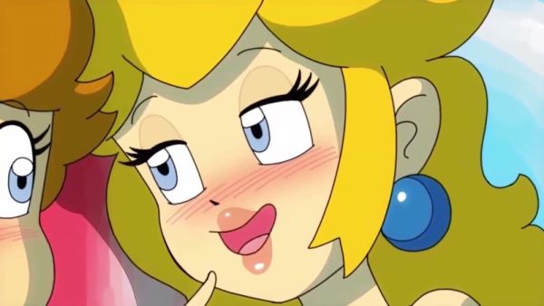 Princess Peach dominates the 'YOU' character in a magical animated bedroom on breastful.com