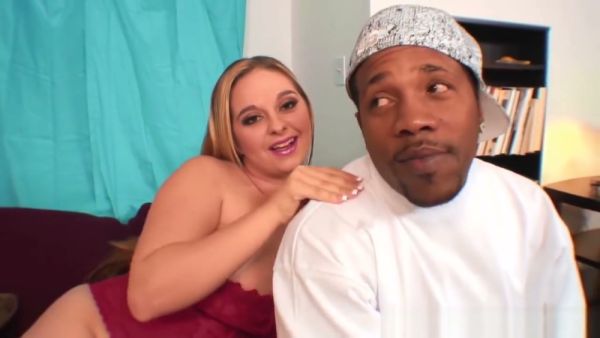Blonde with huge tits takes on a well-endowed black man in passionate hardcore sex on breastful.com