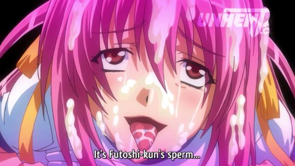 Pink-haired anime girl in military uniform takes cumshot from multiple partners on breastful.com