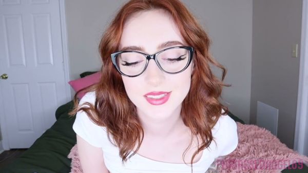 Curvy redhead roommate dominates with glasses on in passionate college POV creampie on breastful.com