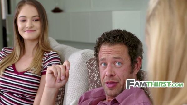 Stepdad seduced by two wives in cheating family threesome on breastful.com