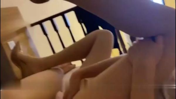 Blonde in stockings gets creampie standing by the yellow couch on breastful.com