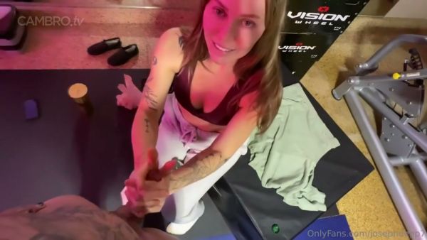 Blonde tattooed beauty takes it deep from behind in a sweaty gym session on breastful.com