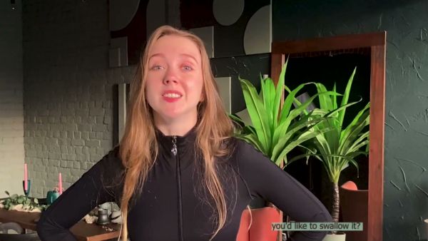 Young brunette gives cumshot instructions without swallowing on breastful.com