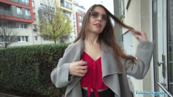 Babysitter in glasses welcomes a public agent stranger into her apartment for a private encounter on breastful.com