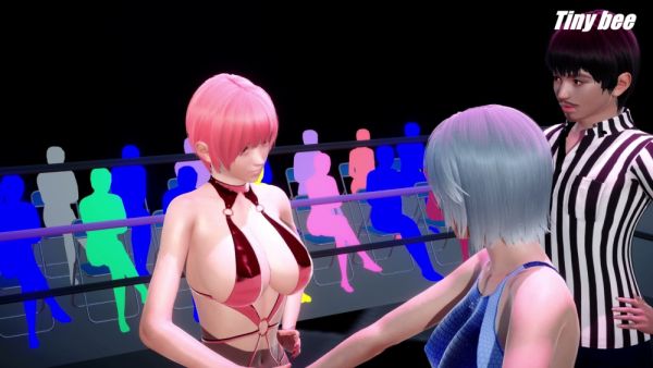 Lesbian Hentai Wrestlers Spar with Toys in a 3D Ring on breastful.com