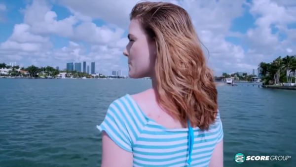Redhead Emma Johnson fingers herself openly on a sunlit yacht on breastful.com