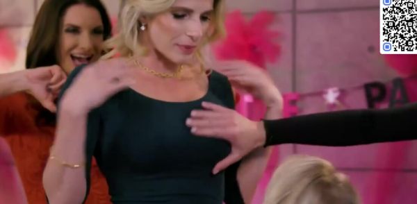 Busty blonde damsels love super hot tribbing and deep rimjob during their party on breastful.com