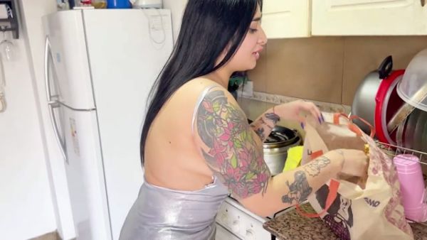 Latina bends over the washing machine on the balcony for some hardcore action on breastful.com