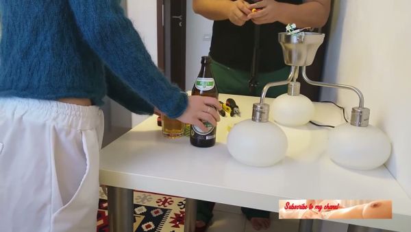 Married wife cheats with the plumber in the kitchen with deep throat on breastful.com