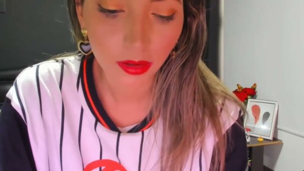 Porsha swaps between teen blonde and mature brunette personas in solo webcam session on breastful.com