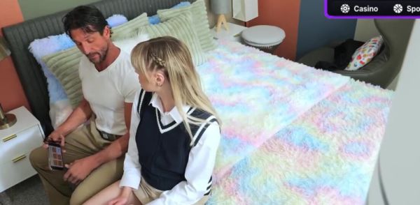 Busty blondie gets a meaty creampie then he pours spunk on face on breastful.com