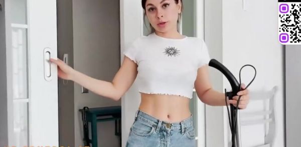 Busty French Maid loves dirty chat while polishing on his rock-hard schlong with gigantic boobs - France on breastful.com