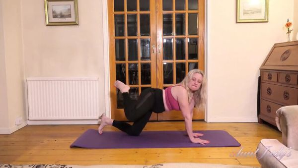 Busty Mature MILF Andrea Ann Gets Sweaty Yoga Workout in Tight Leggings on breastful.com