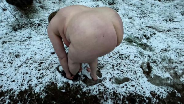 Naked Busty Girl in the Snow – Public Nudity and Humiliation on breastful.com