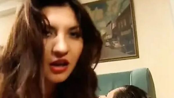Busty Brunette Gets Double Penetrated on the Couch in Latex - Britain on breastful.com