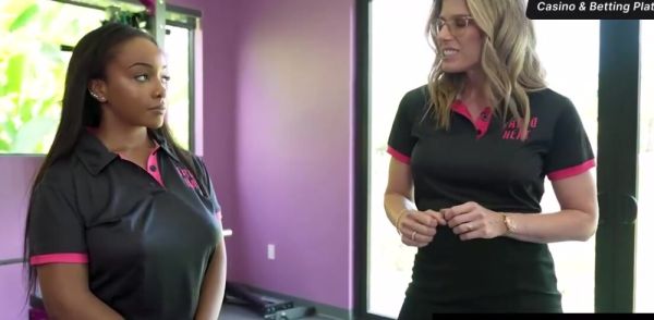 Busty Black Babe Gets Deepthroated in Gym on breastful.com