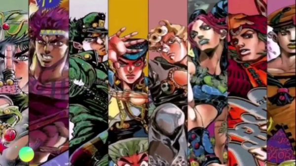 Compilation of JoJo's Bizarre Adventure anime art and digital interfaces on breastful.com