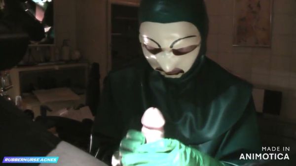 Latex nurse Agnes in surgical gear devours cock and swallows every drop on breastful.com