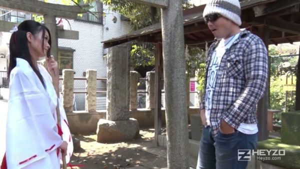 Shrine maiden Ako Nishino performs deep oral and takes a creampie from her lover - Japan on breastful.com