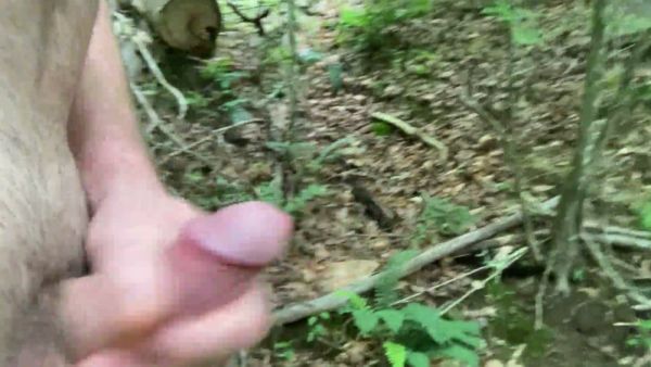 Solo male masturbation in the forest ends with cumshot by the river on breastful.com