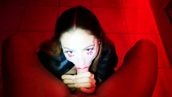 Blonde vampire countess gives a deep POV blowjob to Hannibal Lecter in red-lit intimacy on breastful.com