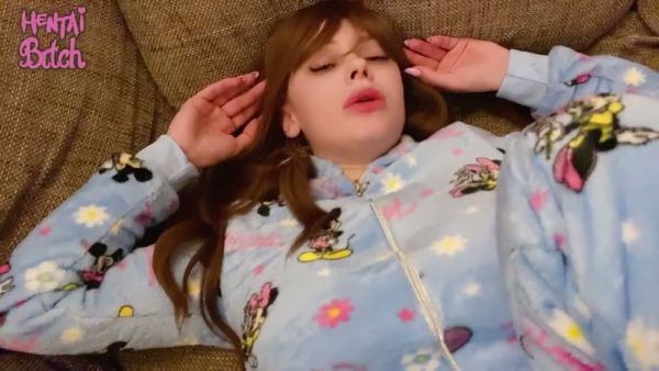 Young woman in Mickey Mouse pajamas takes stepdad's cock deep and gets creampie on breastful.com