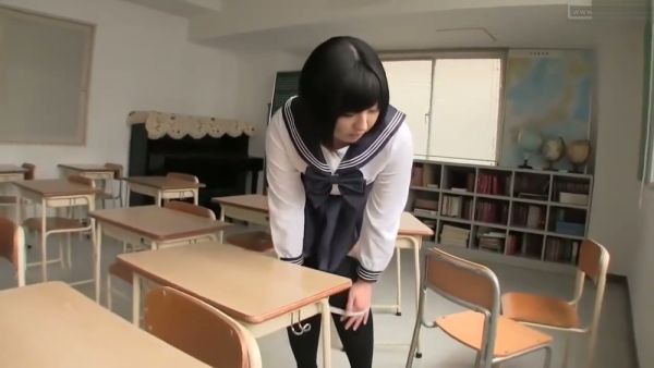 Chubby Japanese schoolgirl explores herself in uniform during empty classroom hours - Japan on breastful.com
