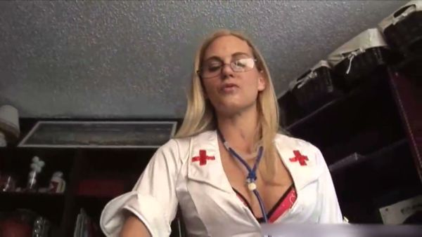 Blonde nurse wife seduces her doctor husband in a steamy medical roleplay on breastful.com