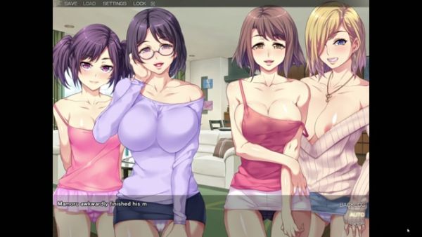 Animated girl with purple pigtails surprises her lover in a tiny bedroom on breastful.com